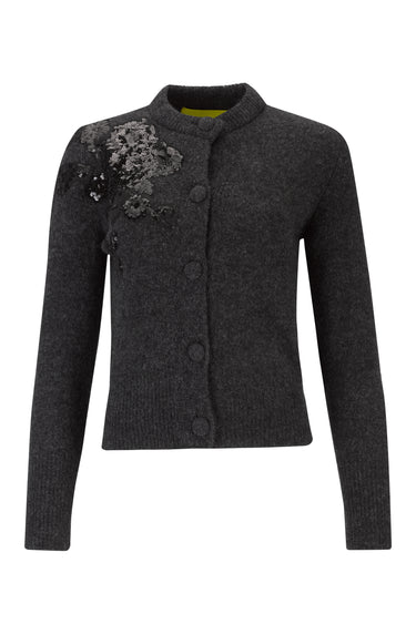 ANTRACITE KNIT CARDIGAN WITH EMBELLISHMENT marques almeida