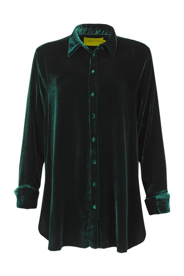 GREEN VELVET SHIRT WITH CUFF METAL RING marques almeida