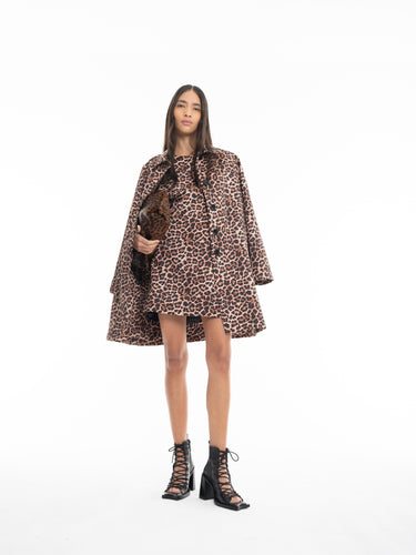 BONDED SATIN OVERCOAT IN LEOPARD PRINT marques almeida
