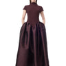 BURGUNDY CAP SLEEVE DRESS WITH LONG PUFF SKIRT marques almeida