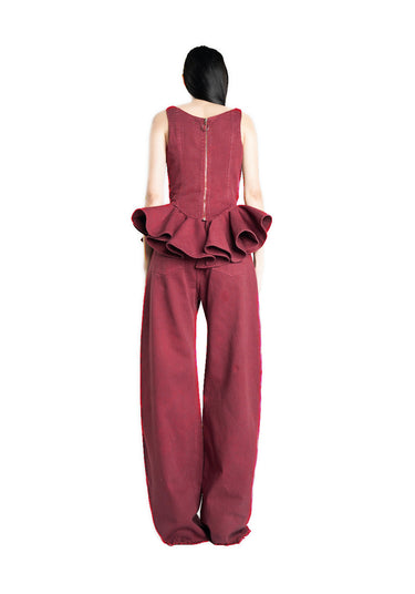 BURGUNDY DRILL BOYFRIEND JEANS marques almeida