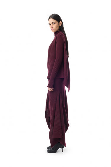 BURGUNDY MERINO KNIT SKIRT marques almeida