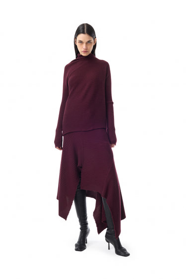 BURGUNDY MERINO KNIT SKIRT marques almeida