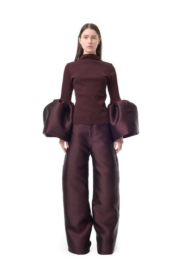 BURGUNDY MIKADO BOYFRIEND STYLE TROUSERS marques almeida