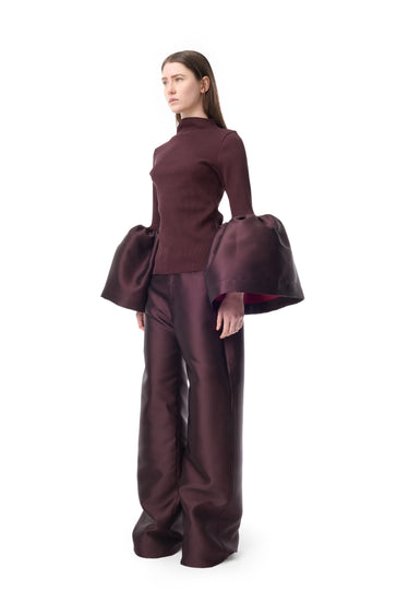 BURGUNDY MIKADO BOYFRIEND STYLE TROUSERS marques almeida