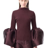 BURGUNDY TURTLENECK PUFF SLEEVE TOP