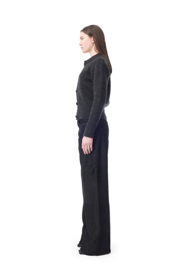 EMBROIDERED BLACK DENIM BOYFRIEND TROUSERS marques almeida