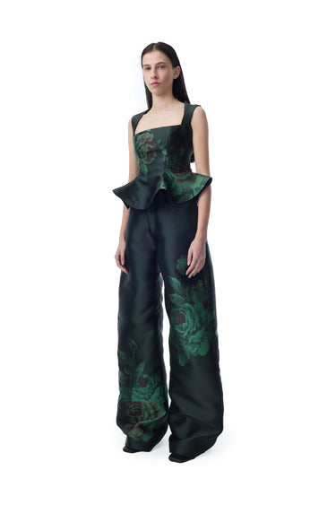 GREEN FLOWER PRINTED BOYFRIEND PANTS marques almeida
