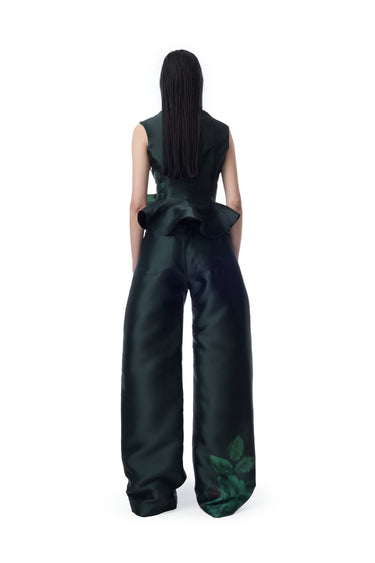 GREEN FLOWER PRINTED BOYFRIEND PANTS marques almeida