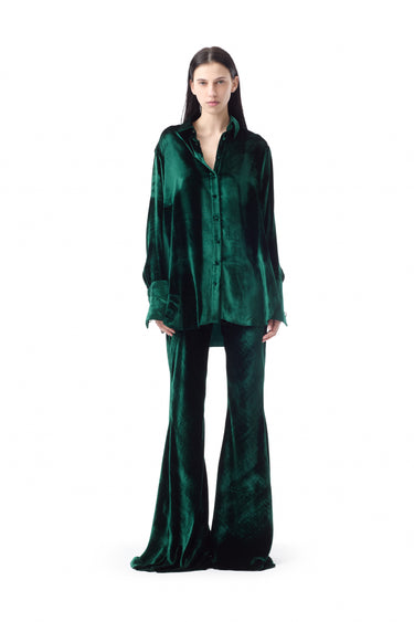 GREEN VELVET FLARE TROUSERS marques almeida