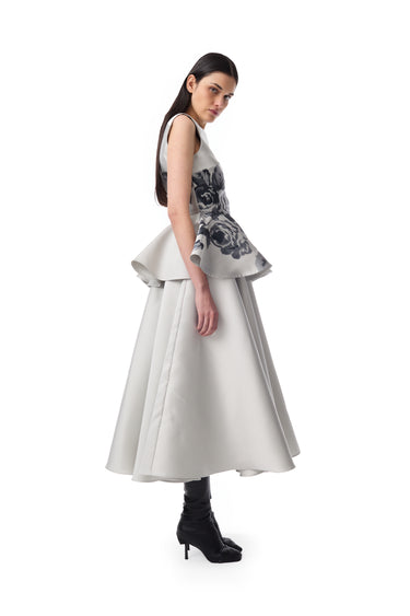 GREY FLOWER PRINTED PEPLUM TOP marques almeida