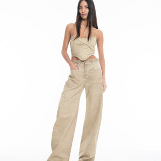 KHAKI BOYFRIEND STYLE JEANS WITH PATCH POCKETS marques almeida
