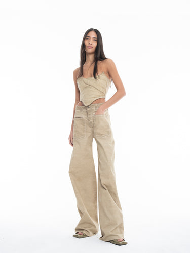 KHAKI BOYFRIEND STYLE JEANS WITH PATCH POCKETS marques almeida