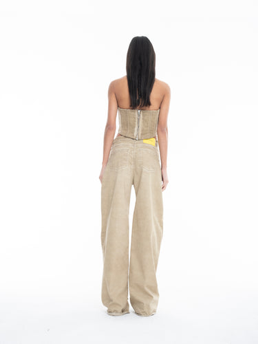 KHAKI BOYFRIEND STYLE JEANS WITH PATCH POCKETS marques almeida