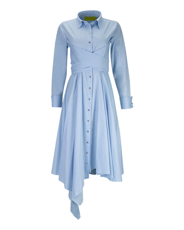 LIGHT BLUE CROSS WRAP SHIRT DRESS marques almeida