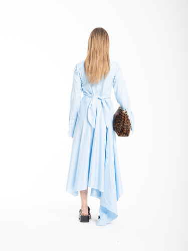LIGHT BLUE CROSS WRAP SHIRT DRESS marques almeida
