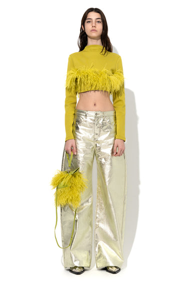 LIME CROPPED FEATHER TOP marques almeida