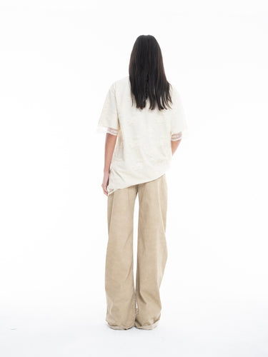 OFF-WHITE RELAXED FIT TSHIRT WITH LACE OVERLAYER marques almeida