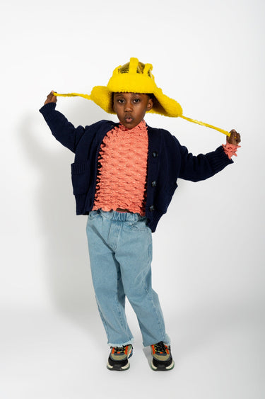 YELLOW SHINY LEATHER EAR COVER HAT ma kids